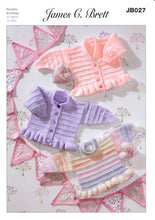 Load image into Gallery viewer, James Brett Double Knitting Pattern - JB027 Baby Frilled Cardigan & Sweater