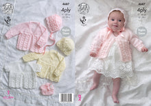 Load image into Gallery viewer, King Cole 4 Ply Knitting Pattern - Baby Matinee Set (4687)