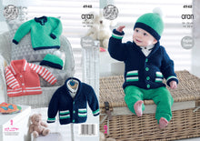 Load image into Gallery viewer, King Cole Aran Knitting Pattern - Baby Sweater Jackets & Hat (4948)