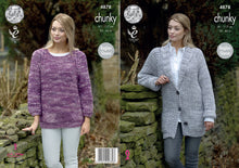 Load image into Gallery viewer, King Cole Chunky Knitting Pattern - Ladies Jacket & Sweater (4878)