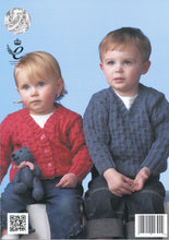 Load image into Gallery viewer, King Cole Double Knitting Pattern - 2768 Baby Sweater Cardigan & Teddy Bear