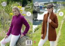 Load image into Gallery viewer, King Cole Super Chunky Knitting Pattern - Ladies Jacket & Sweater (4707)