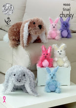 Load image into Gallery viewer, King Cole Tinsel Knitting Pattern - Small or Large Rabbits (9050)
