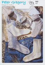 Load image into Gallery viewer, Peter Gregory 4 Ply Knitting Pattern  Plain Long & Short, Ribbed & Lace Socks