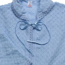 Load image into Gallery viewer, Ladies Diamond Pattern Ribbon Tie Bed Jacket with Collar (Blue)
