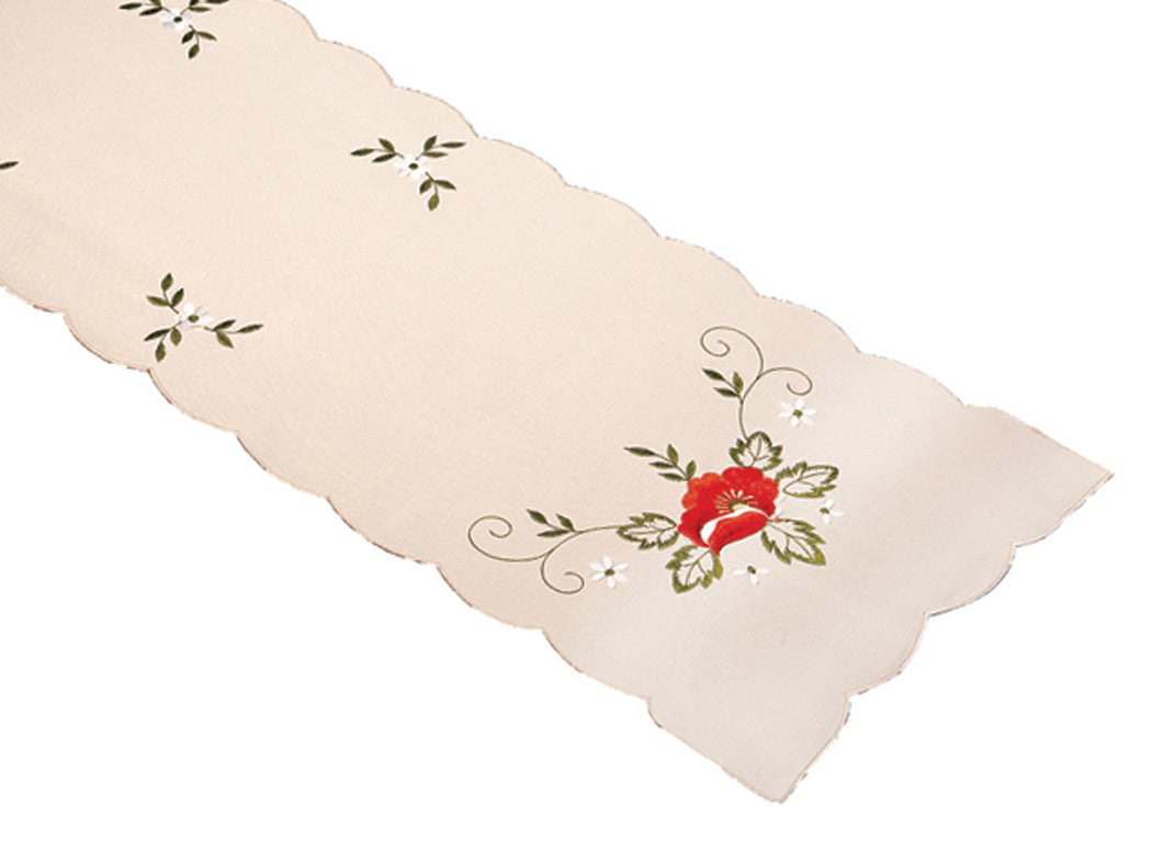 Embroidered Poppy Table Runner (2 Sizes)