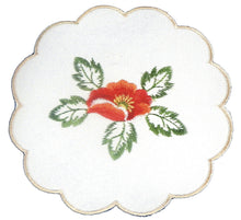 Load image into Gallery viewer, Pack of 4 Embroidered Poppy &amp; Scallop Edge Doilies (2 Sizes)
