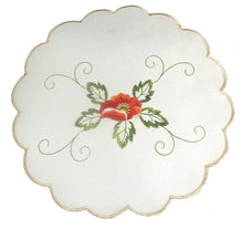 Load image into Gallery viewer, Pack of 4 Embroidered Poppy &amp; Scallop Edge Doilies (2 Sizes)
