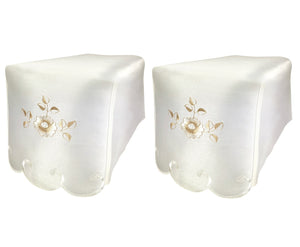 Flora Cream Embroidered Flower Arm Caps or Chair Back (4 Colours)