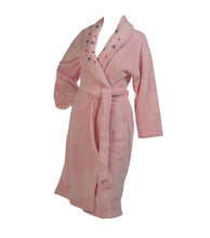 Load image into Gallery viewer, Ladies Floral Shawl Collar Coral Fleece Dressing Gown (Pink or White)