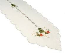 Load image into Gallery viewer, Christmas Tree Embroidery Table Runner with Scalloped Edge (2 Colours)