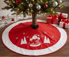 Load image into Gallery viewer, Christmas Tree Skirt Snowman Design (100cm Diameter)