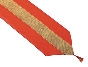 Red Velvet & Gold Detail Table Runner with Tassel (2 Sizes)