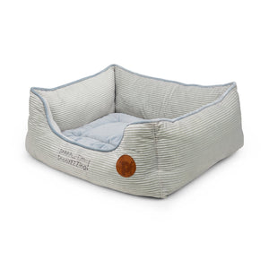 Petface Grey Square Bed with Faux Fur Cushion (3 Sizes)