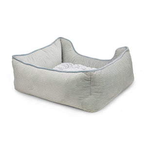 Petface Grey Square Bed with Faux Fur Cushion (3 Sizes)