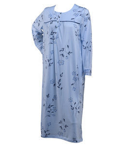 Ladies Jersey Cotton Floral Pattern Nightdress S - XL (Blue or Pink)