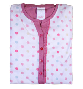 Ladies Polka Dot Pyjamas Set with Frilly Trim S - L (Blue or Rose Pink)