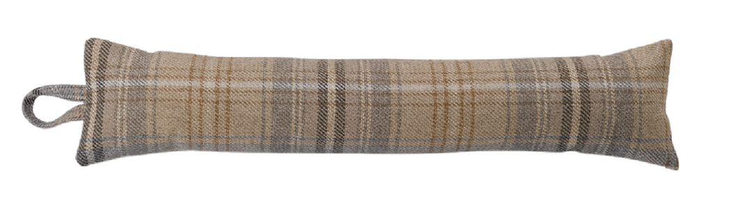 Grey/Beige Kildare Check Fabric Draught Excluder (4 Sizes)