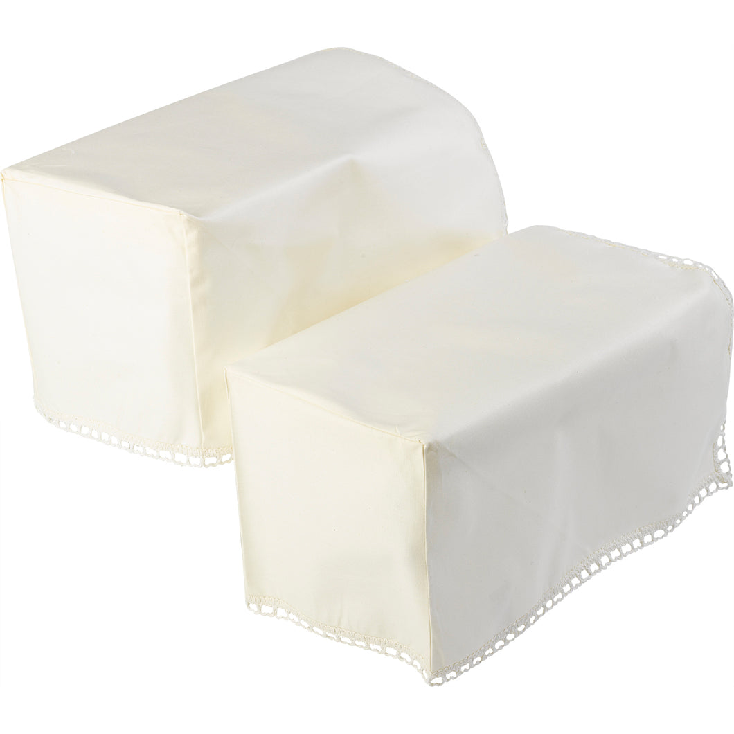 Cotton Arm Caps Chair Back or Settee Back with Lace Style Trim (Cream)