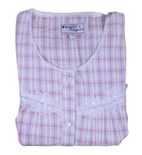 Load image into Gallery viewer, Ladies Seersucker Floral Lace Detail Pyjamas S - XL (Blue or Pink)