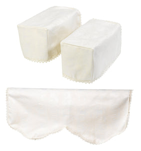 Jacquard Damask Arm Caps & 2 or 3 Seater Settee Backs Set (Cream)