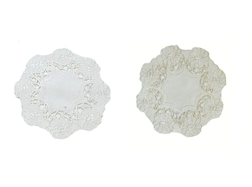Pack of 4 Embroidered Floral Doilies Cream or White (3 Sizes)