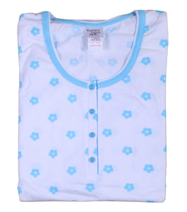 Ladies 100% Cotton Flower & Polka Dot Pyjamas S - XL (Aqua or Red)