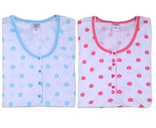 Load image into Gallery viewer, Ladies Flower Nightdress with Polka Dot Trim S - L (Aqua or Red)