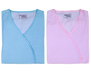 Ladies Combed Cotton Polka Dot Pyjamas S - XL (Aqua or Pink)