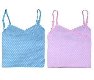 Ladies Combed Cotton Polka Dot Shortie Pyjamas S - XL (Aqua or Pink)