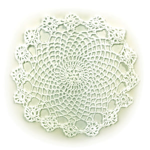 Pack of 4 Crochet Lace Round Doilies (White)