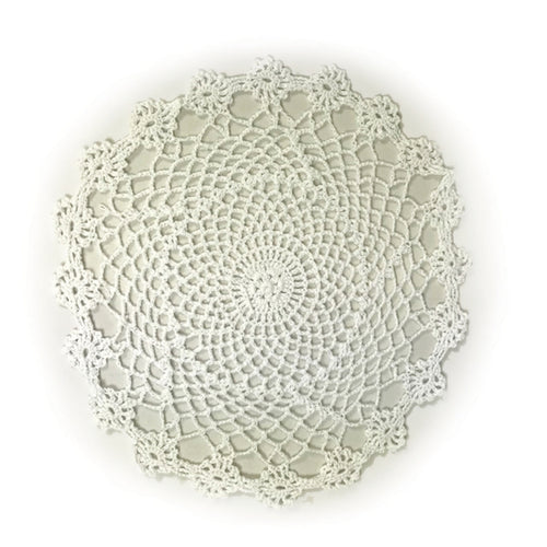 Pack of 4 Crochet Lace Round Doilies (White)