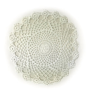 Pack of 4 Crochet Lace Round Doilies (White)
