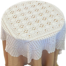 Load image into Gallery viewer, Crochet Lace Tablecloth 36" Square 100% Cotton Traditional Table Topper (White or Natural)