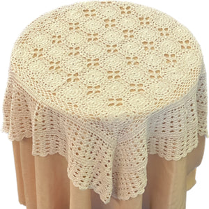 Lewis Crochet Tablecloth - 36" Square (Natural or White)