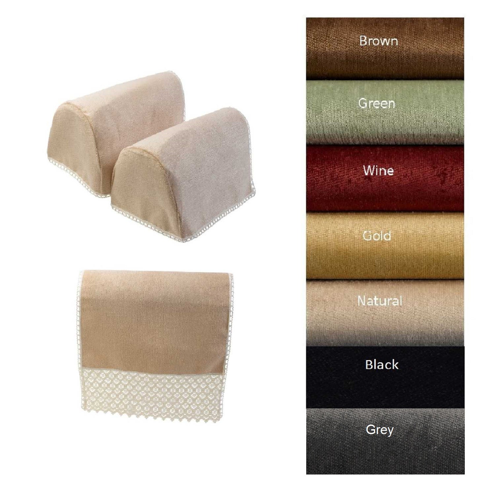 Chenille Rounded Arm Caps or Chair Backs (Various Colours and