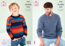 Load image into Gallery viewer, King Cole DK Knitting Pattern - Mens &amp; Boys Cable Sweaters (5940)