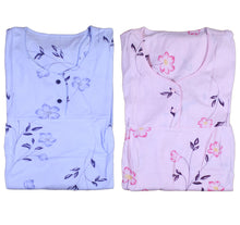 Load image into Gallery viewer, Ladies Jersey Cotton Floral Nightdress S - XL (Blue or Pink)