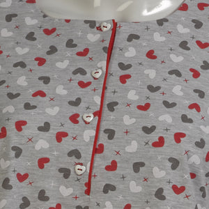 Ladies 100% Cotton Valentines Heart Pyjamas Set (Small - Large)