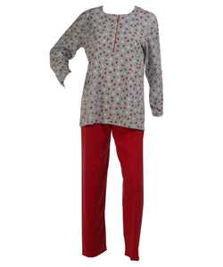 Ladies 100% Cotton Valentines Heart Pyjamas Set (Small - Large)