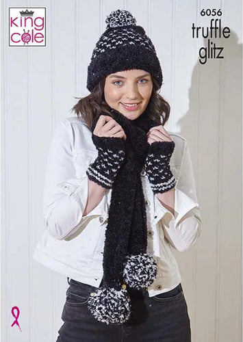 King Cole Knitting Pattern for Women’s Accessories – Hats, Scarf, Hand Warmers & Snood 6056