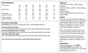King Cole Double Knitting Pattern – Soft Baby Cardigans (6061)