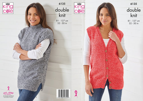 King Cole Double Knitting Pattern – Women’s Waistcoat & Tunic (6135)