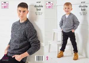 King Cole Double Knit Knitting Pattern – Men & Boy Sweaters (6137)