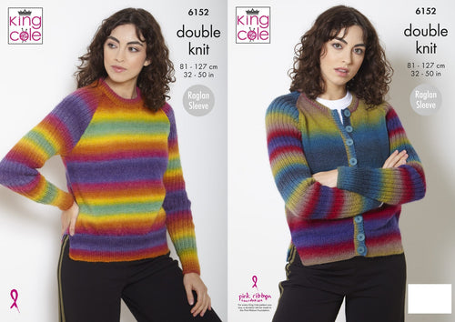 King Cole Double Knitting Pattern Ladies Vibrant Sweater & Cardigan (6152)