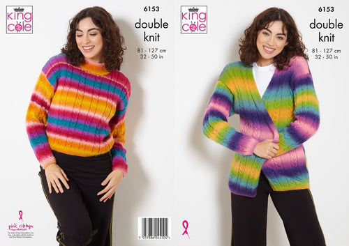 King Cole Double Knitting Pattern Ladies Vibrant Jacket & Sweater 6153