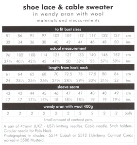 Wendy Aran Knitting Pattern - Ladies Shoe Lace & Cable Knit Sweater (6159)