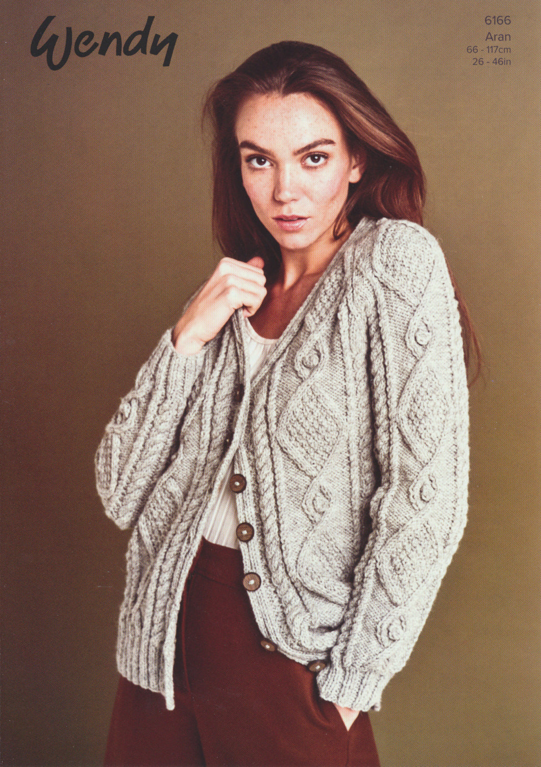 Wendy Aran Knitting Pattern - Ladies Cardigan (6166)