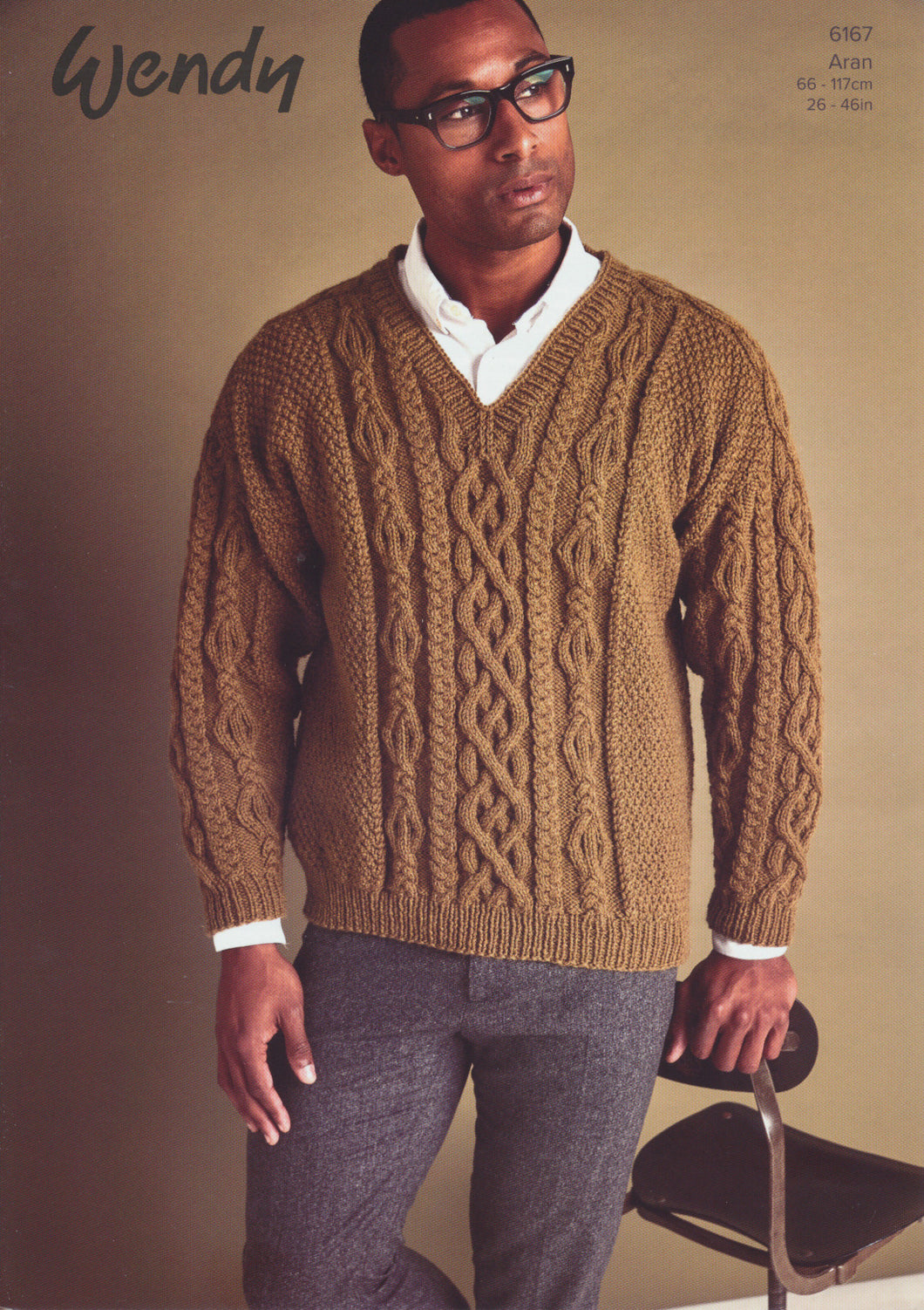 Wendy Aran Knitting Pattern - Mens Cable Knit Sweater (6167)