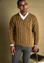 Load image into Gallery viewer, Wendy Aran Knitting Pattern - Mens Cable Knit Sweater (6167)